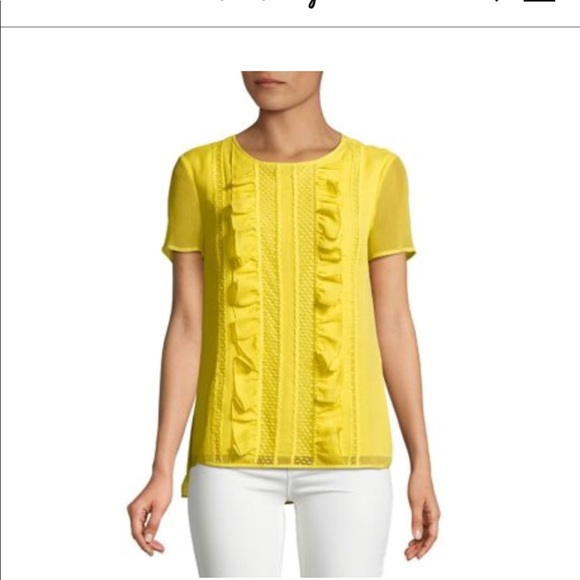 Isaac Mizrahi Tops - 🚨Blouse Sale🚨Ruffle Lace Trim Chiffon Blouse